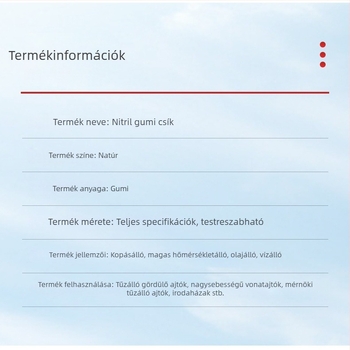 Nitrilgumi tömítőszalag, négyszögletes keresztmetszet, olajálló, sav-bázisálló, öregedésálló