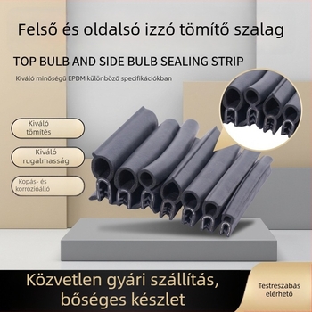 EPDM tömítőszalag felső- és oldalsó habrésszel, U alakú elektromos szekrényhez tartozó kompozit szalag, hangszigetelő és vízálló élvédő.