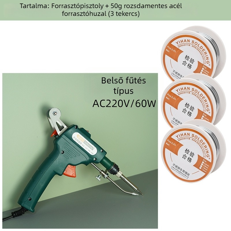 Debai Long 60W kézi forrasztópisztoly és elektromos forrasztóvas automatikus ónadagolással – forrasztási javító készlet