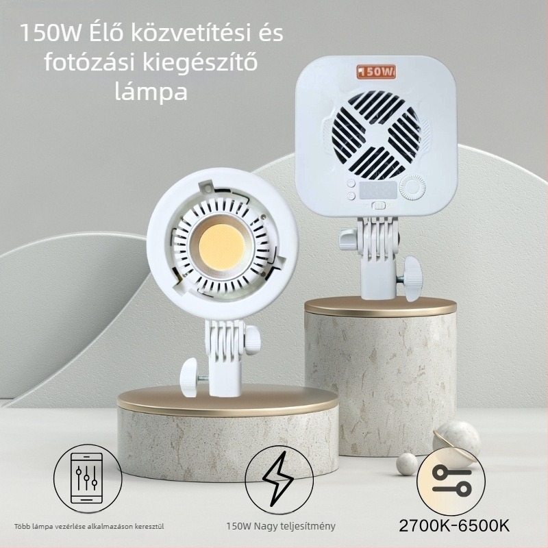 150W kézi, hordozható töltőfény videózáshoz, éjszakai felvételekhez, lágy fényű beltéri és kültéri használatra