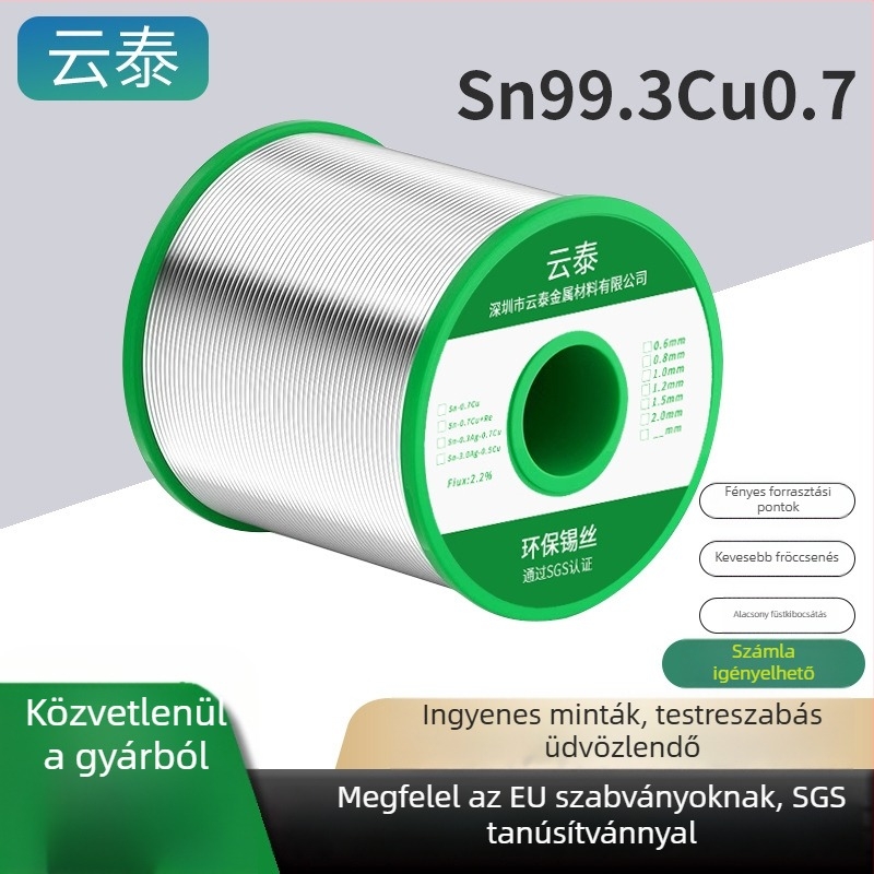 YT ólommentes forrasztódrót rosinmaggal, alacsony olvadáspont Sn99.3Cu0.7