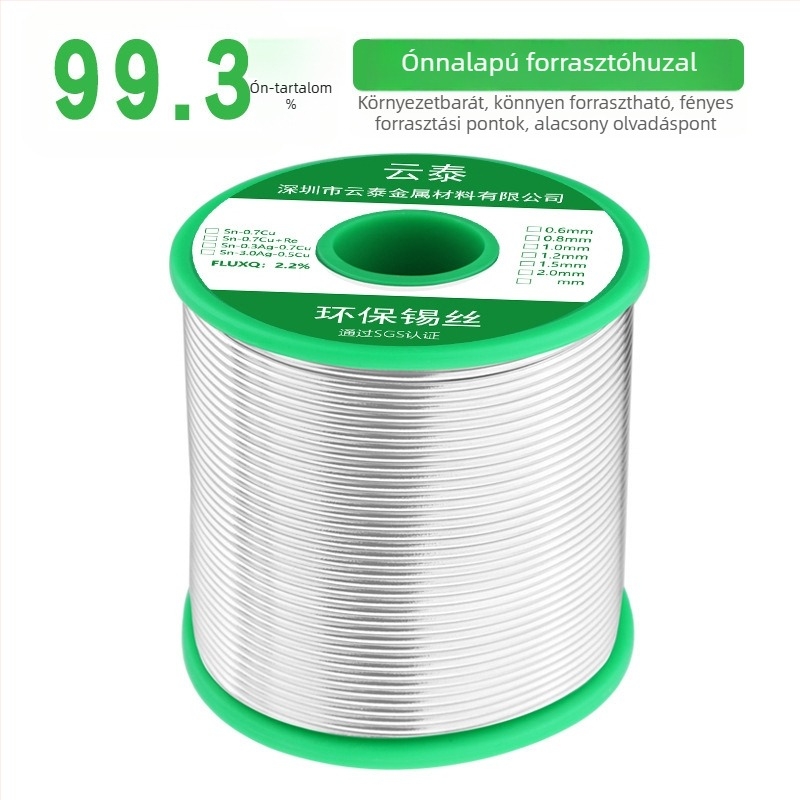 YT ólommentes forrasztódrót rosinmaggal, alacsony olvadáspont Sn99.3Cu0.7