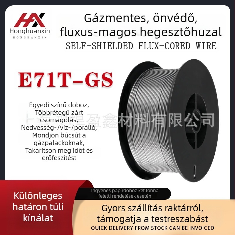 Gáz nélküli önvédő hegesztő szál E71T-GS, szénacél flux-core, kis tekercs, MIG hegesztéshez, háztartási használatra, 1 kg