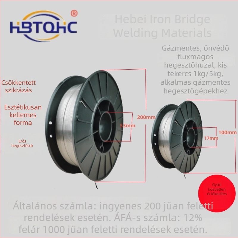 Gáz nélküli önvédő flux-kó huzal E71T-GS, gáz nélkül, kis tekercs 1 kg és 5 kg szilárd mag, nagy szilárdság