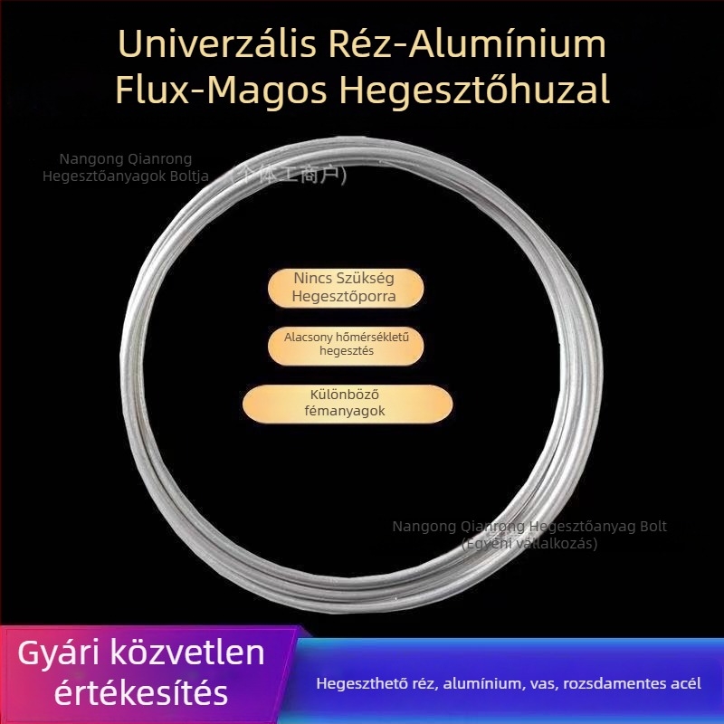 Alacsony hőmérsékletű réz‑alumínium fluxkörös hegesztő huzal és rúdok a réz‑alumínium csövek hegesztéséhez hűtőszekrényekben és klímaberendezésekben; réz, vas, alumínium és rozsdamentes acél lánghegesztő rudak