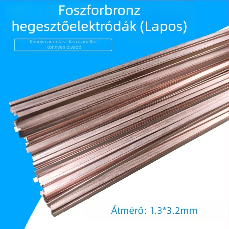 L201 foszfor-bronz hegesztő huzal, kör/négyzetes huzal, szilárd mag, alacsony ezüstmennyiség, hűtő és klímaberendezésekhez használt rézcsövekhez, fényes felület, BCu93P
