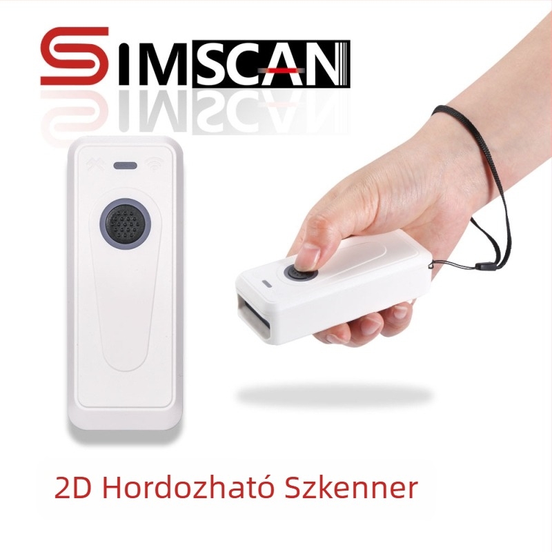 SIMSCAN 2D vonalkódolvasó USB, vezeték nélküli, kézi, fekete-fehér
