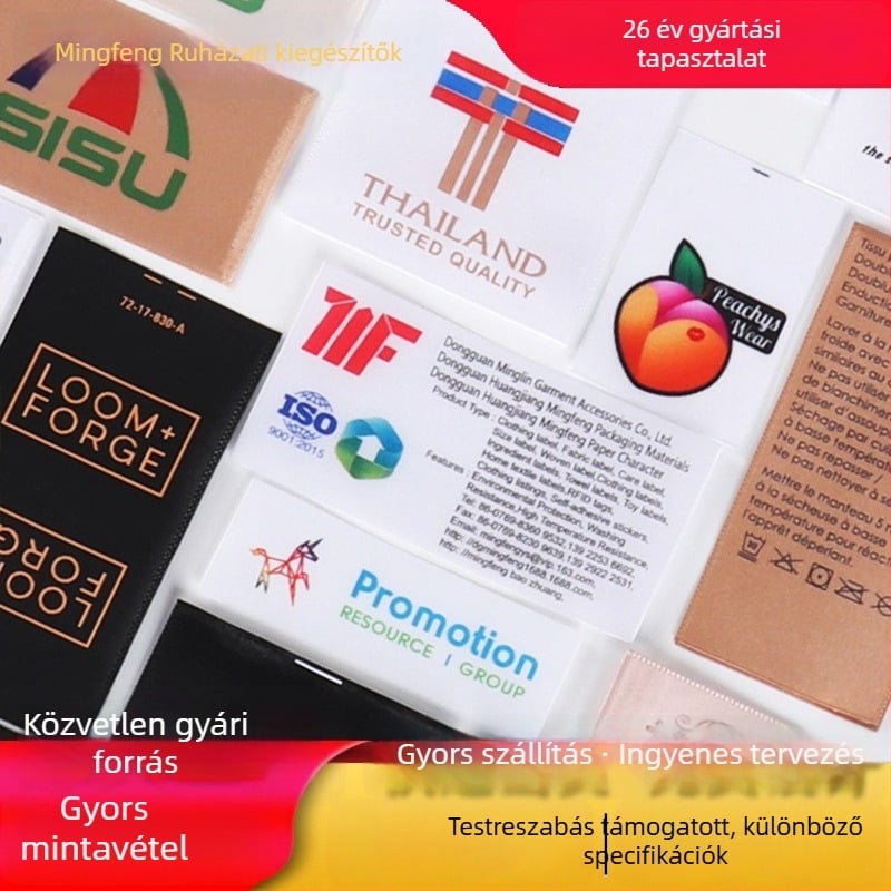 Nylon szövött ruházati címkék — testre szabható gallér-, méret- és textilcímkék