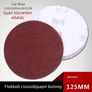 125 mm flockolt csiszoló korongok, 5 hüvelykes, önragasztó, velúr hátlappal