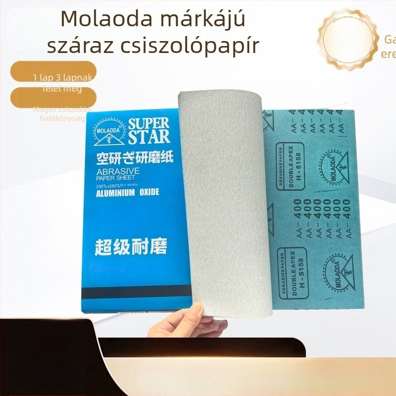 Csiszolópapír faipari és bútor polírozásához, fehér csiszolópapír festék- és falcsiszoláshoz, 240-es szemcse
