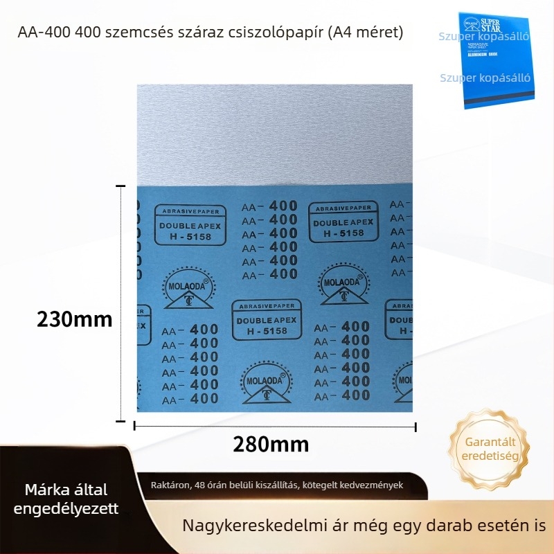 Csiszolópapír faipari és bútor polírozásához, fehér csiszolópapír festék- és falcsiszoláshoz, 240-es szemcse