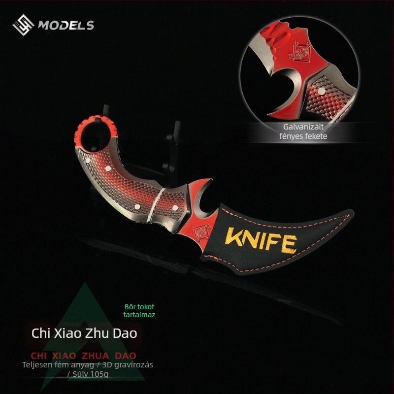 Delta játékszersz – Red Claw kés, ötvözetes fegyvermodell bőr tokban, 17 cm