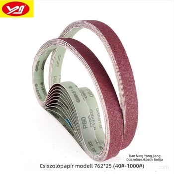 Mitsubishi barna korund abrazív szalag fémcsiszoláshoz, 760 × 25 mm, csiszolásra és polírozásra