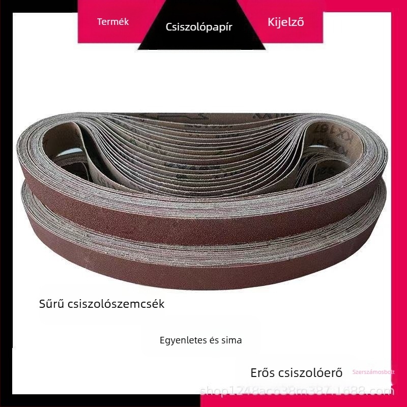 Mitsubishi barna korund abrazív szalag fémcsiszoláshoz, 760 × 25 mm, csiszolásra és polírozásra