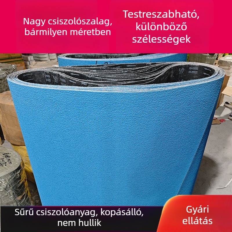 Óriás csiszoló szalag cirkónium korunddal, kemény textil hátoldallal, kék csiszolóanyag a csiszoláshoz és polírozáshoz