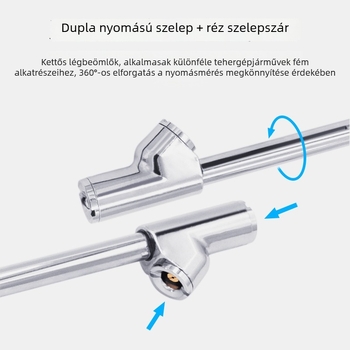 Digitális gumiabroncsnyomásmérő világító LCD-vel, kettős fejű kijelzővel nehéz teherautókhoz