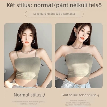 Női váll nélküli top töméssel a mellen, szexi hátsó rész, csúszásmentes párnázás, külső viselésre alkalmas