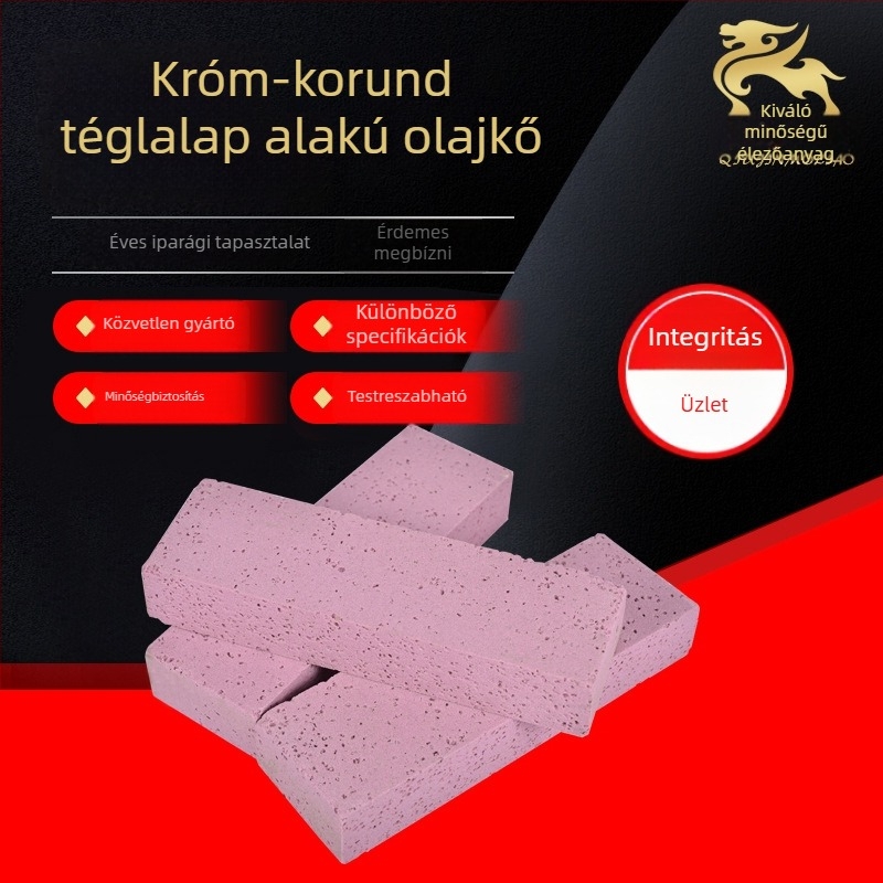 Rózsaszín téglalap alakú olajkő króm-korundból finom megmunkáláshoz, polírozáshoz és csiszoláshoz; testreszabható feldolgozás; nagy mennyiségben kapható.