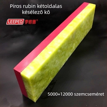 Kétszínű élező kő 5000/12000 szem rubin, természetes achát olajos kő
