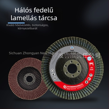 4 hüvelykes sík polírozó flap korong, 75 mesh, szinterezett, vastított, ipari minőségű barna korund