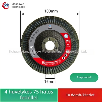 4 hüvelykes sík polírozó flap korong, 75 mesh, szinterezett, vastított, ipari minőségű barna korund