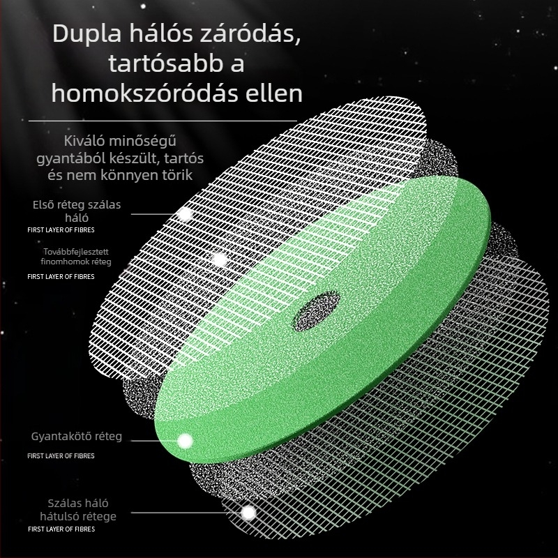 Lide kopásálló flap korong, ultra vékony dupla hálós rozsdamentes acélból, 107 mm csiszolóhoz