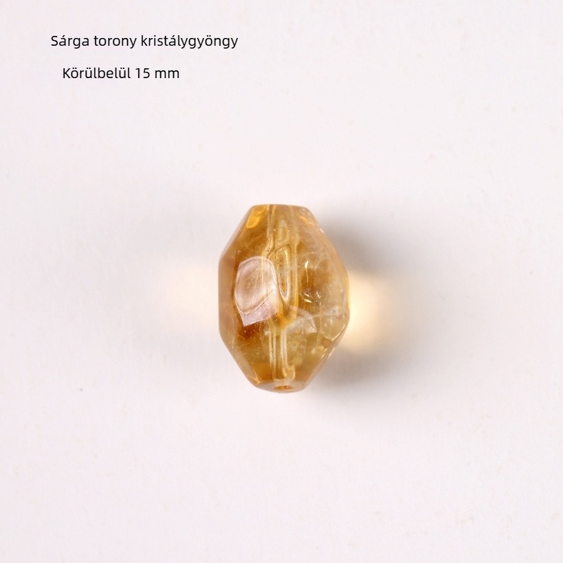 Huangta citrin kristály gyöngyök – kör alakú szabad gyöngyök DIY ékszerekhez, 14 mm