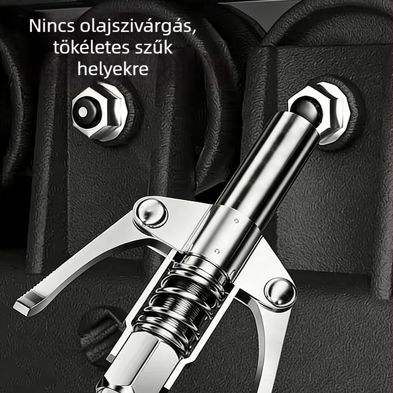 Rozsdamentes acélból készült, dupla fogantyúval és zárható csipesz-stílusú zsírzópisztoly-nyílás, önzáró, kézi, pneumatikus és elektromos használathoz