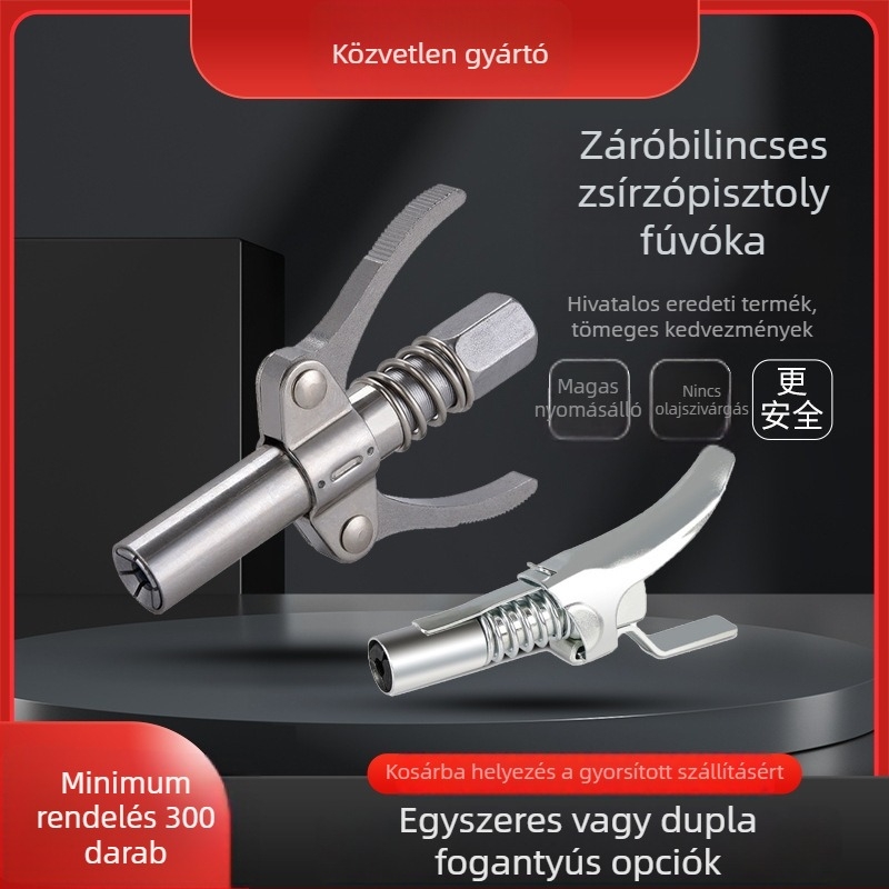 Zárócsipeszes magasnyomású zsírzófej, csatos típusú zsírpisztolyhoz, kézi működtetésű, Meixuezi