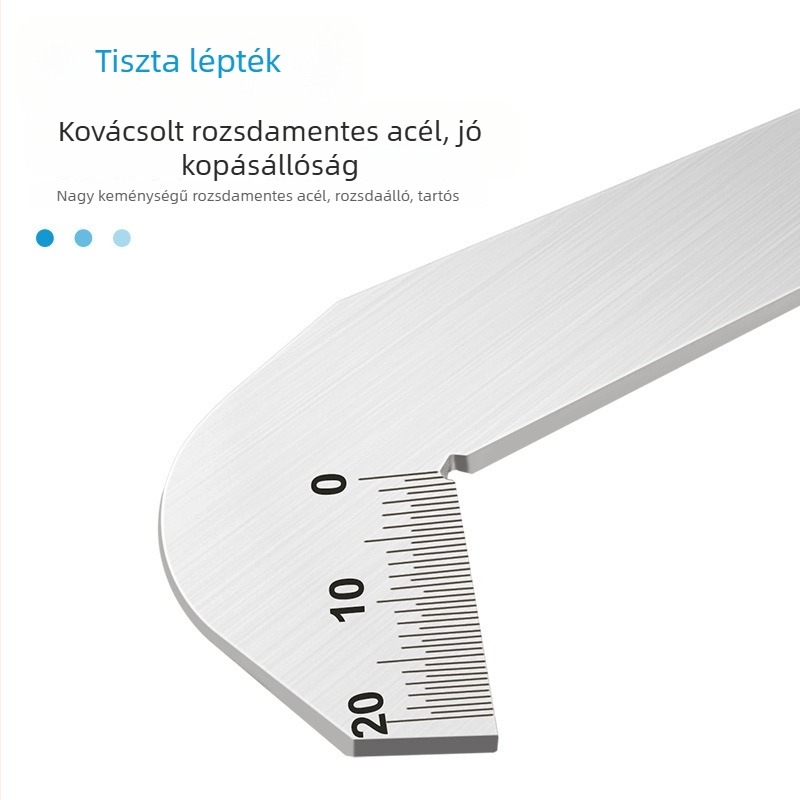 Rozsdamentes acélból készült fúrófej elő-él mérő, 118°-os felsőszög mérő sablon és fúróél-mérő