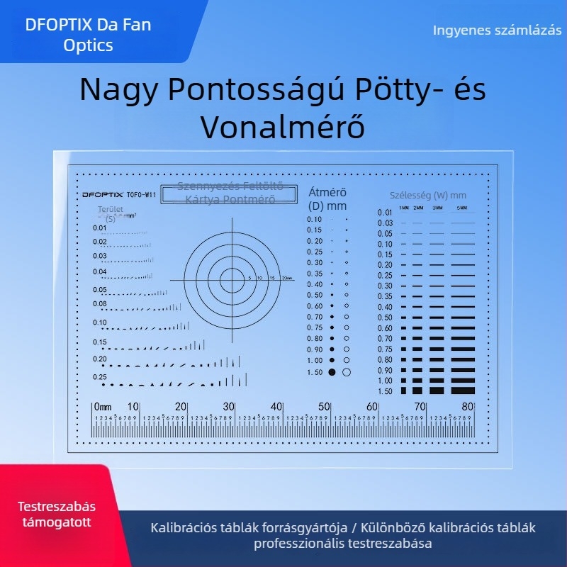 Kártya méret mérő, átlátszó fóliás pont mérő, hibás kártya, összehasonlító kártya, rugalmas vonalzó a hibák és repedések összehasonlításához