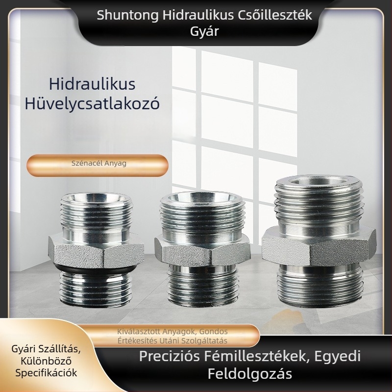 Szénacél hidraulikus tömítőhüvely-csatlakozó, menet 1CO/1DO, O-gyűrű, egyenes áthaladó vízálló csatlakozás