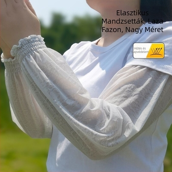 Csipkés egyenes szabású karvédő UV-védelmet nyújtó Ice Silk anyagból