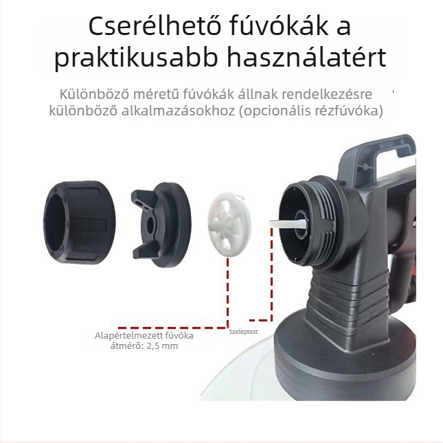 500W-os HVLP elektromos festékszóró, állítható permetezési áramlás és készlet több fúvóka