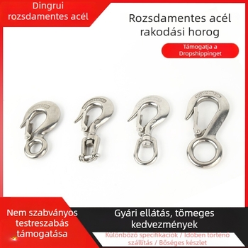 304 rozsdamentes acél teherhorg, emelőhorg, akasztóhorg, irányított villás típusú forgó gyűrűhorg, teherhordó horg