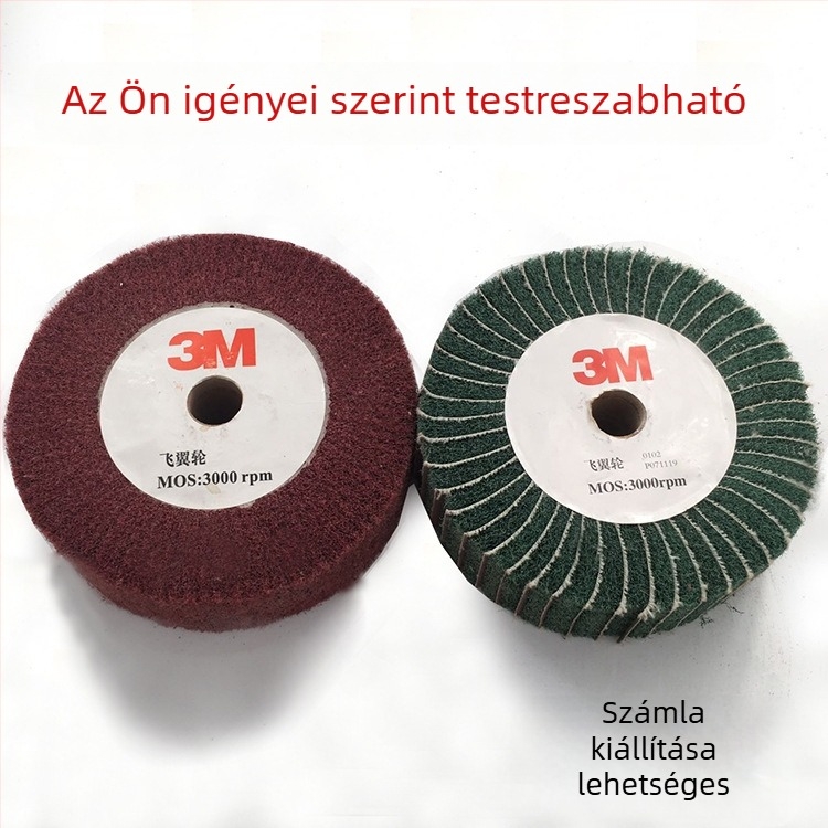 Rozsdamentes acél tisztító kendővel készült kerék, szárny alakú csiszoló- és polírozó kerék, méretek 200×25×20, rost nélkül