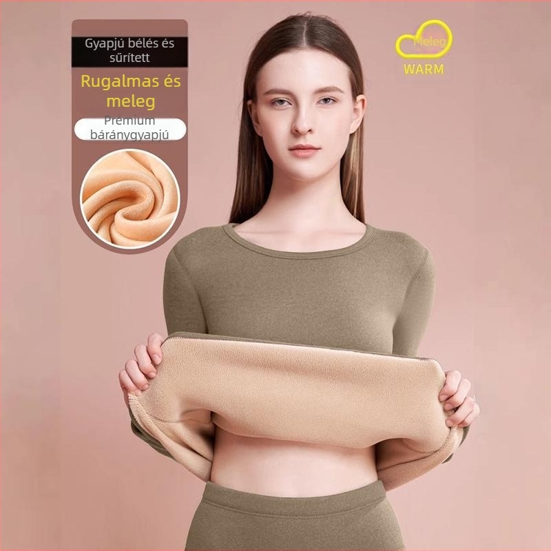 Női báránygyapjú-fleece termo szett – vastag téli felső és nadrág, fleece béléses