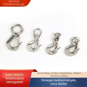 304 rozsdamentes acél, amerikai stílusú teherhorgony emeléséhez, nagy szem, vastag test, univerzális markolóhorog, leesés elleni megoldás