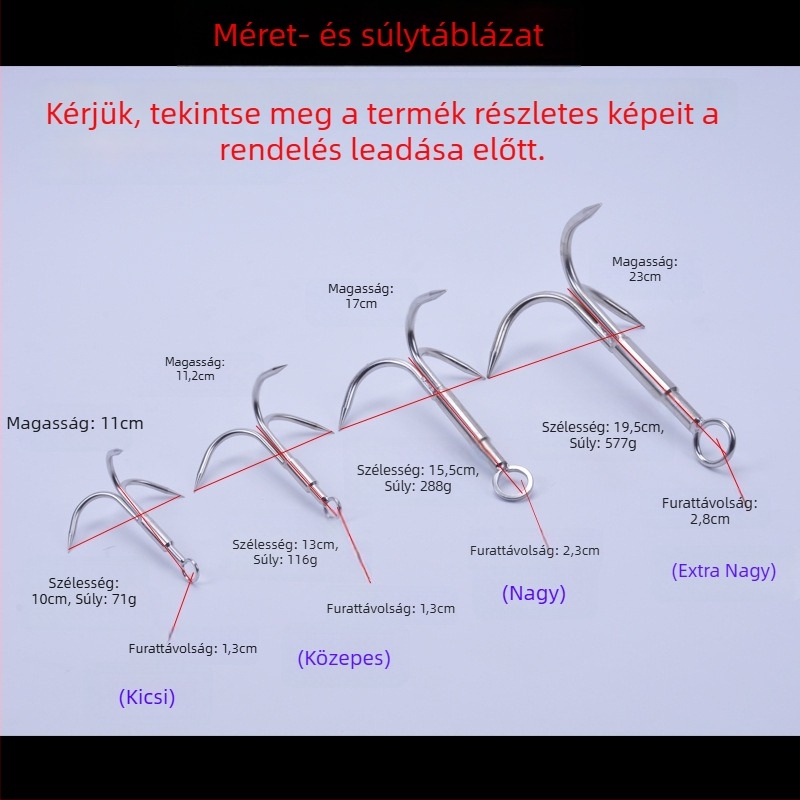 Háromágú horgonykampó kültéri mászásra és túlélésre