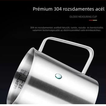 304 rozsdamentes acél mérőedény skálával, 700 ml – sütéshez, kávéőrleményhez és konyhai méréshez