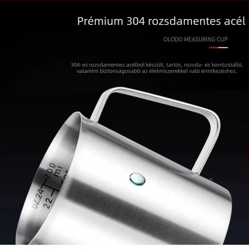 304 rozsdamentes acél mérőedény skálával, 700 ml – sütéshez, kávéőrleményhez és konyhai méréshez