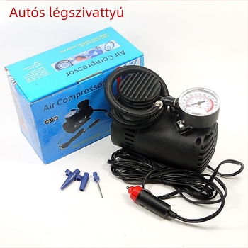 Hordozható autó légpumpa, mini inflátor, 12V, digitális kijelző
