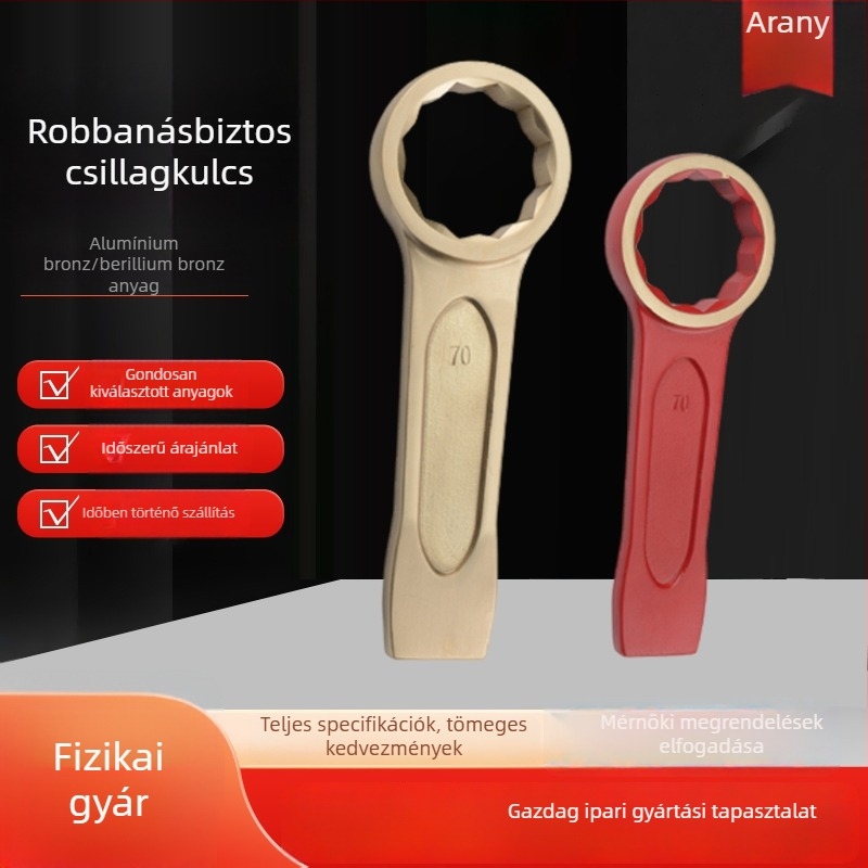 Robbanásbiztos virág alakú kulcs alumínium-bronz és berillium-bronz ötvözetéből gyúlékony környezetekhez