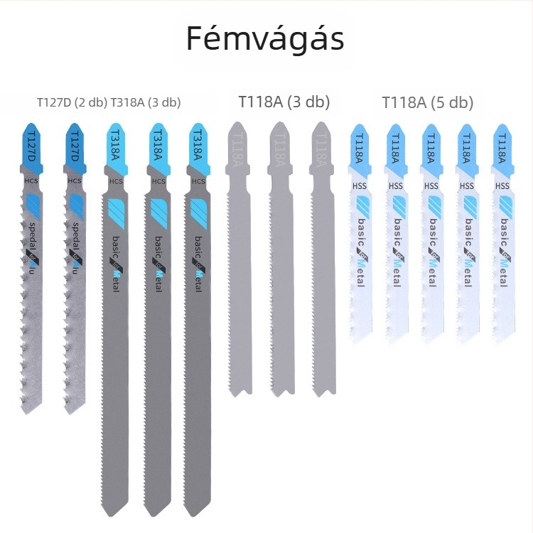 48 darabos fűrészpenge készlet – univerzális fémhez, fához és alumíniumhoz, finom- és középfogú pengékkel