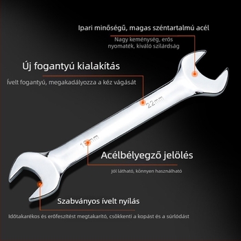 Ipari szintű kézi nyitott végű kulcskészlet, tükrös felületű kettős végű kulcsokkal, robbanásbiztos
