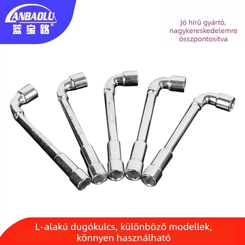 Króm-vanádium acélból készült perforált hatszögletű kulcs, kézi, kettős funkciójú L-alakú dugókulcs autójavításhoz