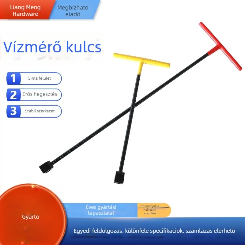 Vízmérő kulcs T-típusú fogantyúval, hordozható kézi eszköz