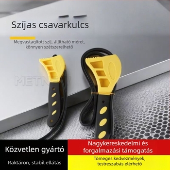 Többcélú kézi eszköz univerzálisan állítható üvegbontóval, autójavításhoz használt gumírozott csavarbehajtó és övkulcs