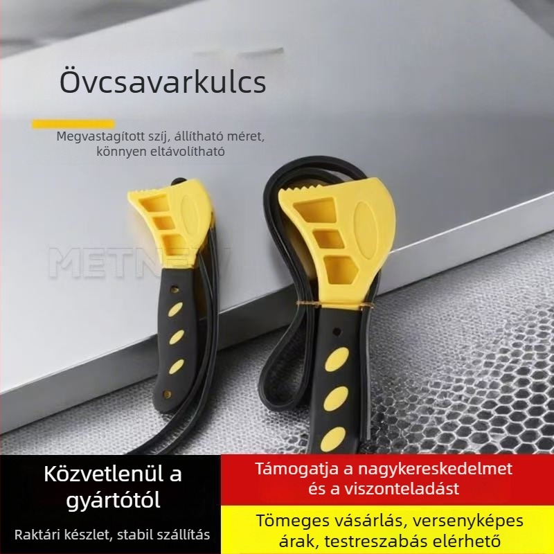 Többcélú szalagkulcs állítható üvegnyitóval és gumírozott autójavító szerszámmal – kézi eszközök