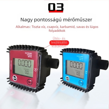 K24 turbinás áramlásmérő digitális kijelzővel dízel, benzin, metanol, kerosene és víz számára - mérési tartomány 0.3-1.2, 4-utas áramlásmérő